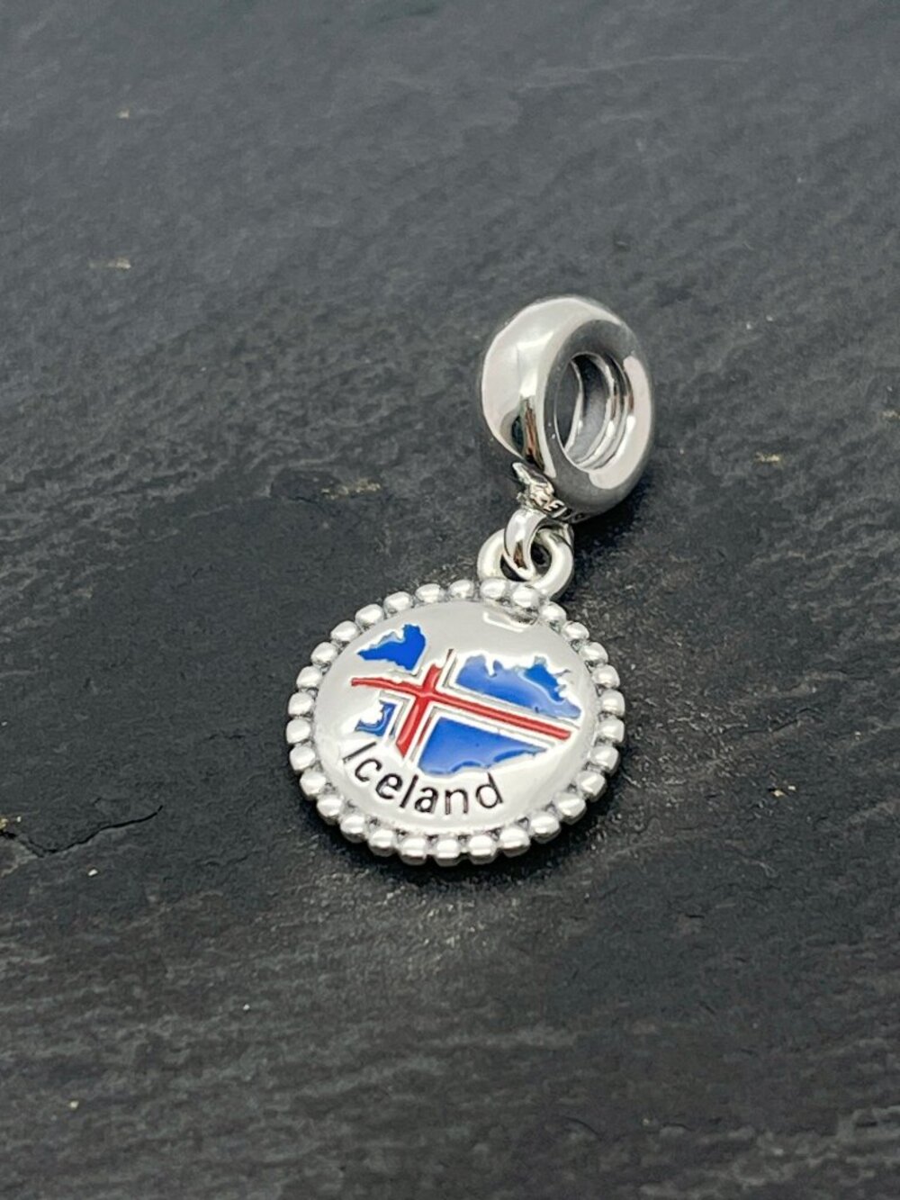 Pandora Iceland Flag Exclusive Charm Sterling Silver Dangle Charm Jewelry
